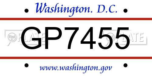 GP7455 District Of Columbia License Plate
