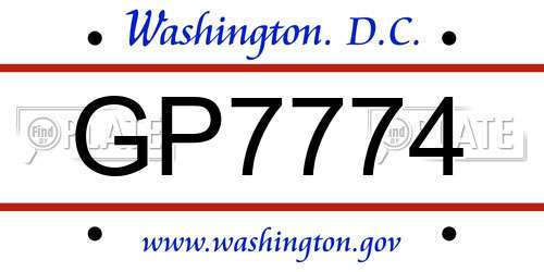 GP7774 District Of Columbia License Plate