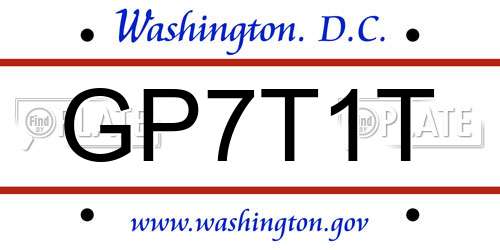 GP7T1T District Of Columbia License Plate