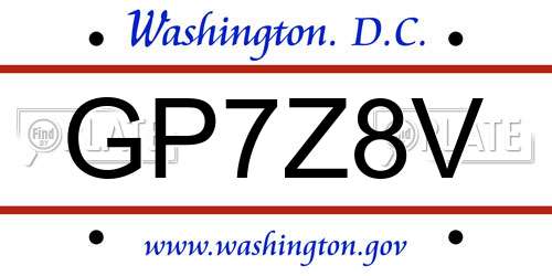 GP7Z8V District Of Columbia License Plate