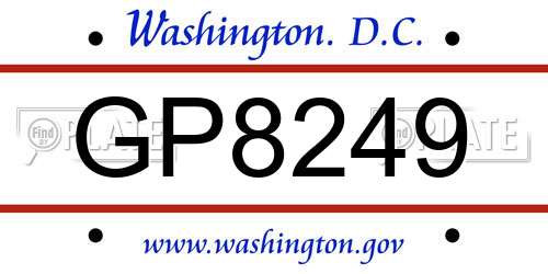 GP8249 District Of Columbia License Plate