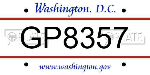 GP8357 District Of Columbia License Plate