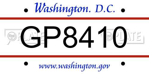 GP8410 District Of Columbia License Plate