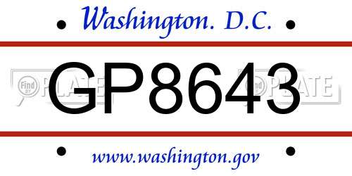 GP8643 District Of Columbia License Plate