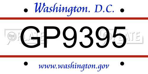 GP9395 District Of Columbia License Plate