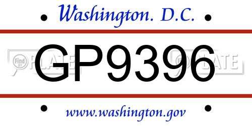 GP9396 District Of Columbia License Plate