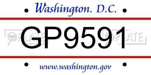 GP9591 District Of Columbia License Plate