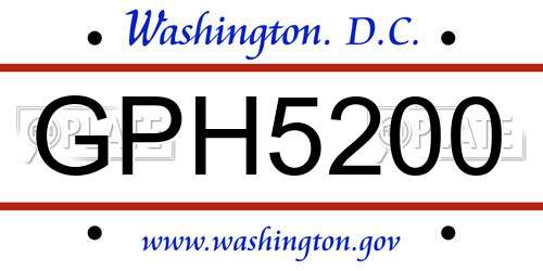 GPH5200 District Of Columbia License Plate