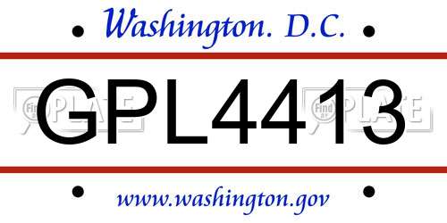 GPL4413 District Of Columbia License Plate
