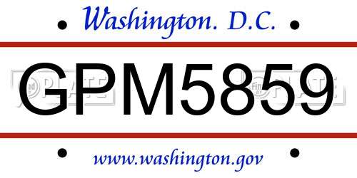 GPM5859 District Of Columbia License Plate