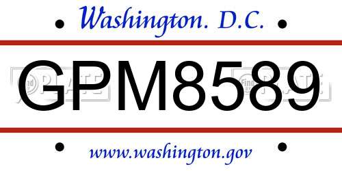 GPM8589 District Of Columbia License Plate