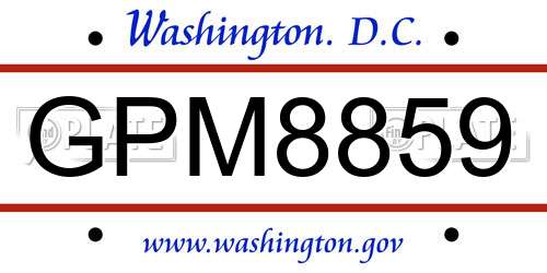 GPM8859 District Of Columbia License Plate