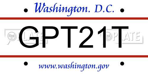 GPT21T District Of Columbia License Plate