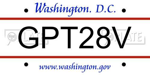 GPT28V District Of Columbia License Plate