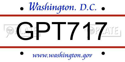 GPT717 District Of Columbia License Plate