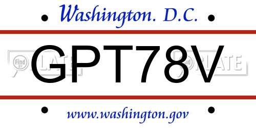 GPT78V District Of Columbia License Plate