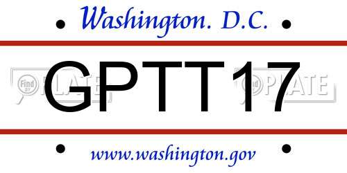 GPTT17 District Of Columbia License Plate