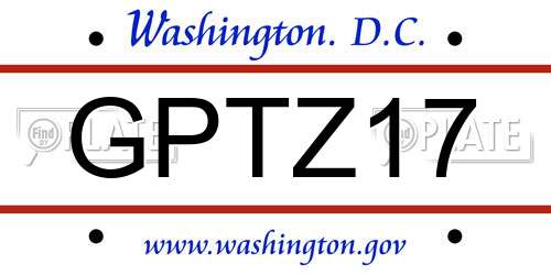 GPTZ17 District Of Columbia License Plate