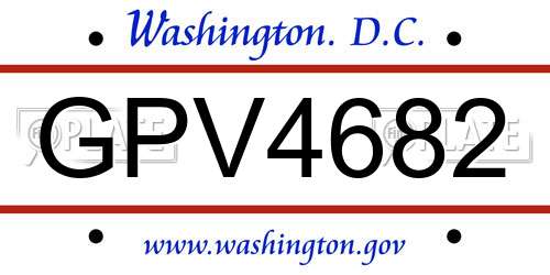 GPV4682 District Of Columbia License Plate