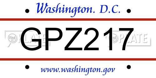 GPZ217 District Of Columbia License Plate