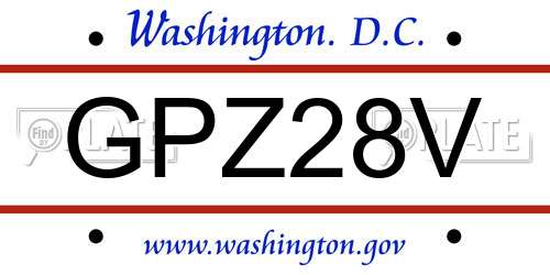 GPZ28V District Of Columbia License Plate