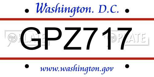 GPZ717 District Of Columbia License Plate