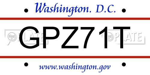 GPZ71T District Of Columbia License Plate