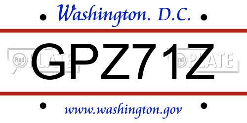 GPZ71Z District Of Columbia License Plate