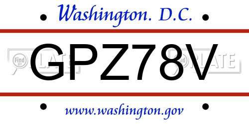 GPZ78V District Of Columbia License Plate