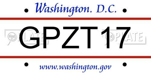 GPZT17 District Of Columbia License Plate