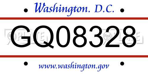 GQ08328 District Of Columbia License Plate