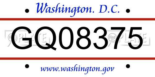 GQ08375 District Of Columbia License Plate