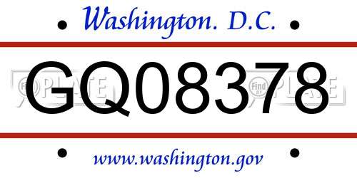 GQ08378 District Of Columbia License Plate