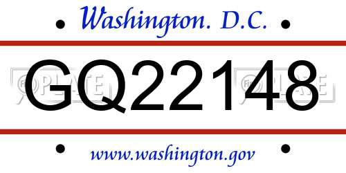 GQ22148 District Of Columbia License Plate