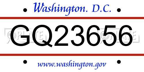 GQ23656 District Of Columbia License Plate