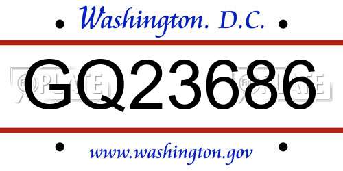 GQ23686 District Of Columbia License Plate