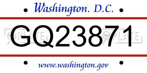 GQ23871 District Of Columbia License Plate