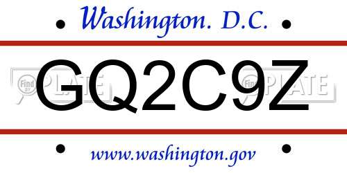 GQ2C9Z District Of Columbia License Plate