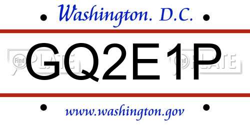 GQ2E1P District Of Columbia License Plate