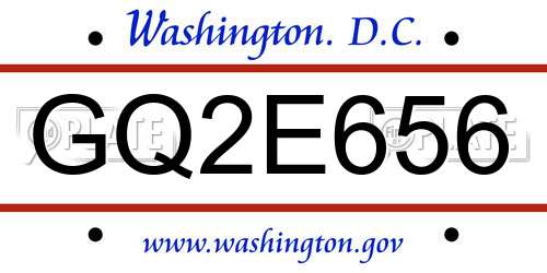 GQ2E656 District Of Columbia License Plate