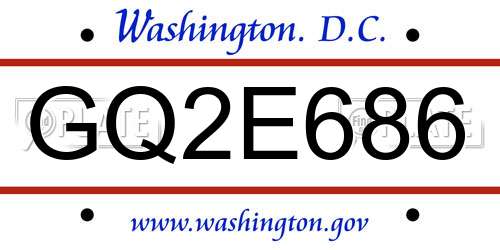 GQ2E686 District Of Columbia License Plate