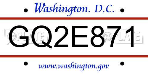 GQ2E871 District Of Columbia License Plate
