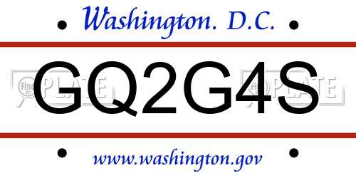 GQ2G4S District Of Columbia License Plate