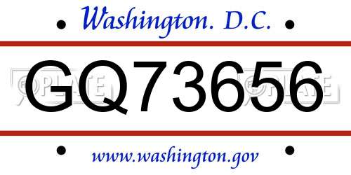 GQ73656 District Of Columbia License Plate