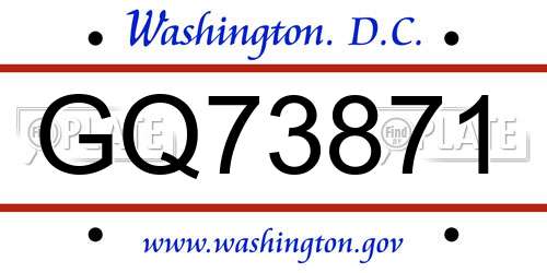 GQ73871 District Of Columbia License Plate