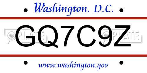 GQ7C9Z District Of Columbia License Plate