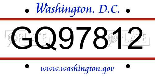 GQ97812 District Of Columbia License Plate