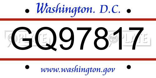 GQ97817 District Of Columbia License Plate