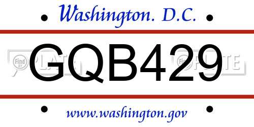 GQB429 District Of Columbia License Plate