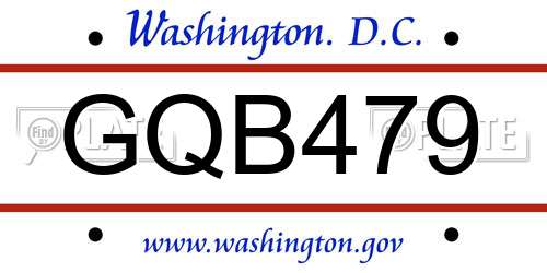 GQB479 District Of Columbia License Plate